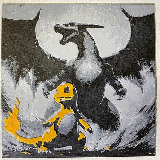 Charmander Evolution (hueforge 3d printed wall art)