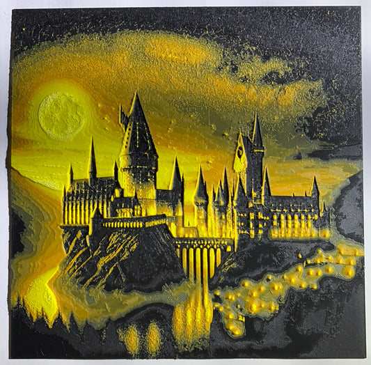 Hogwarts by night Harry Potter (hueforge 3d printed wall art)