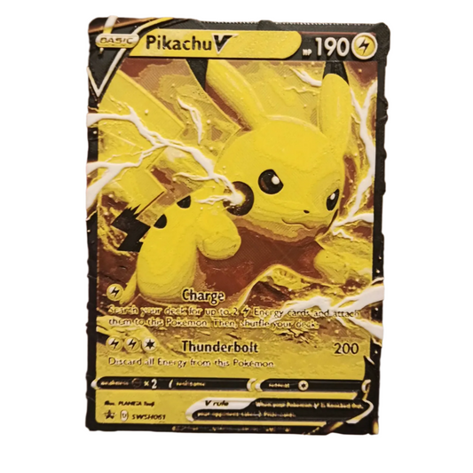 Pikachu V Pokemon Oversized Card (hueforge 3d printed wall art)